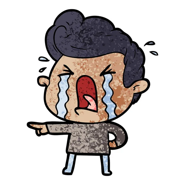 Vector Illustration Cartoon Crying Man — Stock Vector