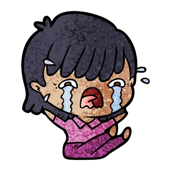Εικονογράφηση Διάνυσμα Καρτούν Κορίτσι Κλαίει — Διανυσματικό Αρχείο