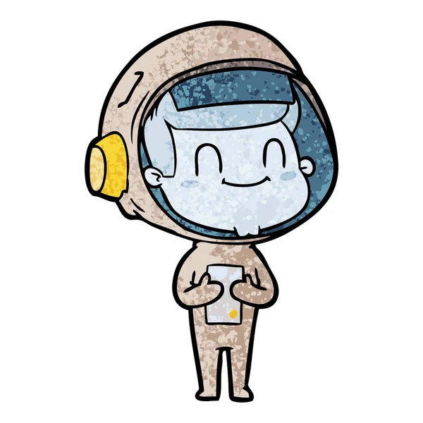 Illustrazione Vettoriale Felice Astronauta Cartone Animato — Vettoriale Stock