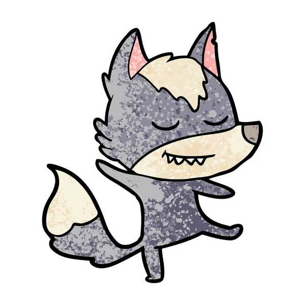 Sympathique Dessin Animé Loup Équilibrage — Image vectorielle