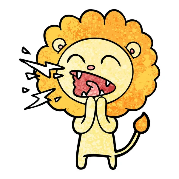 Illustration Vectorielle Lion Rugissant Bande Dessinée — Image vectorielle