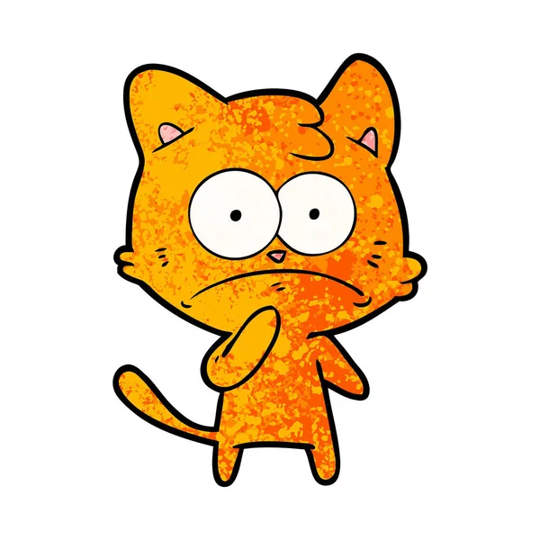 Vector Εικονογράφηση Της Νευρικός Γάτα Γελοιογραφία — Διανυσματικό Αρχείο