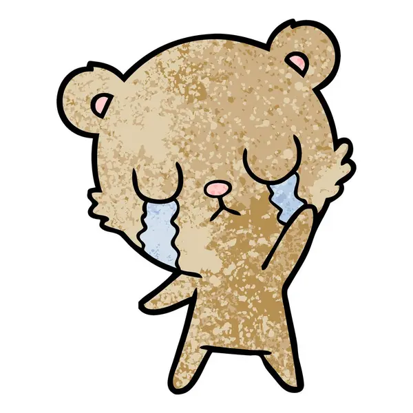 Crying Cartoon Bear Waving — Stock Vector