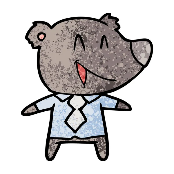 Kreslený Medvěd Košili Kravatě — Stockový vektor