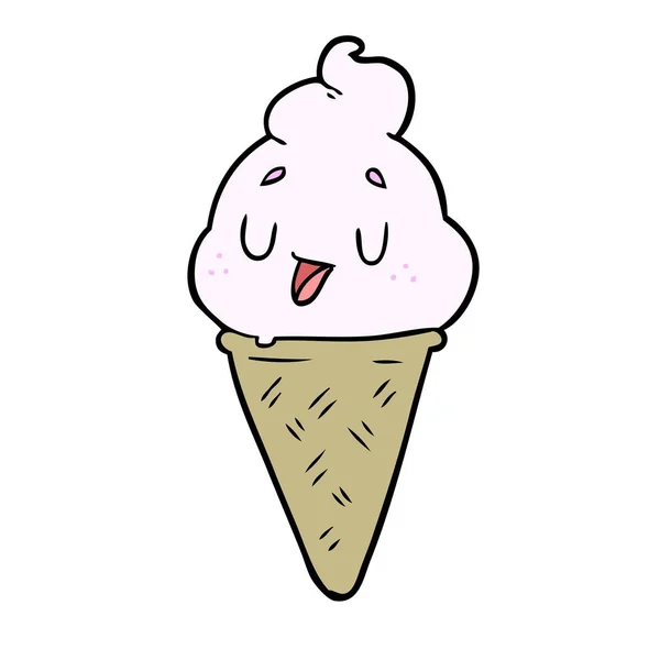 Cute Cartoon Ice Cream — Stock Vector
