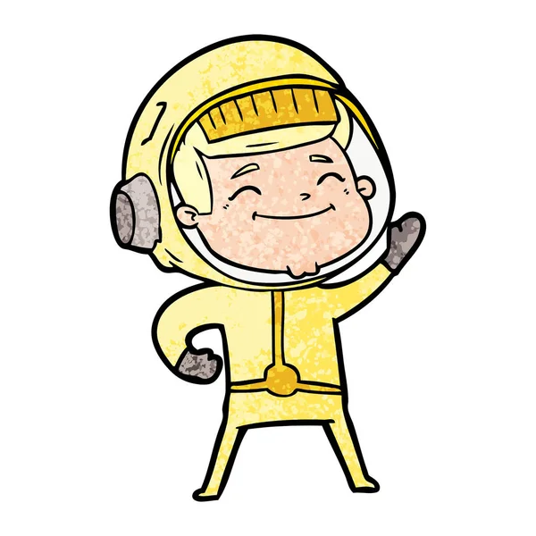 Vektorillustration Glad Cartoon Astronaut — Stock vektor