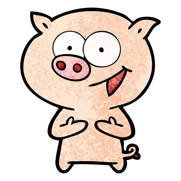 Illustration Vectorielle Dessin Animé Cochon Joyeux — Image vectorielle