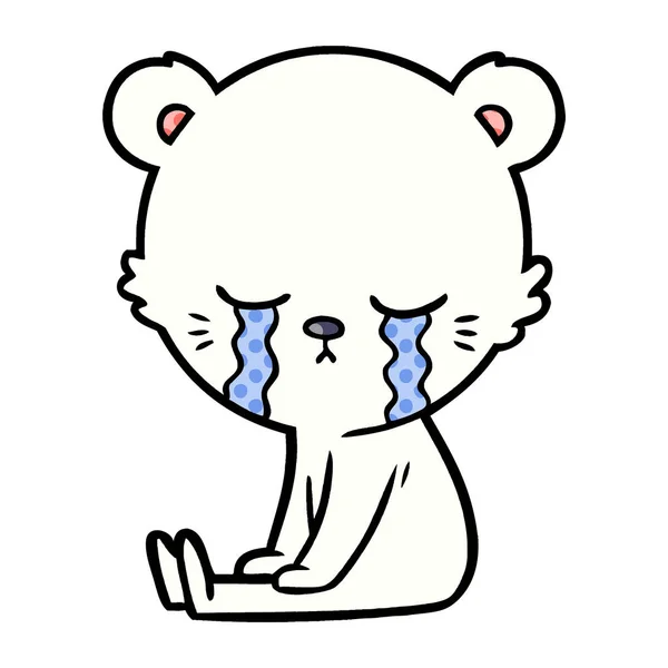 Triste Pequeno Urso Polar Desenhos Animados — Vetor de Stock