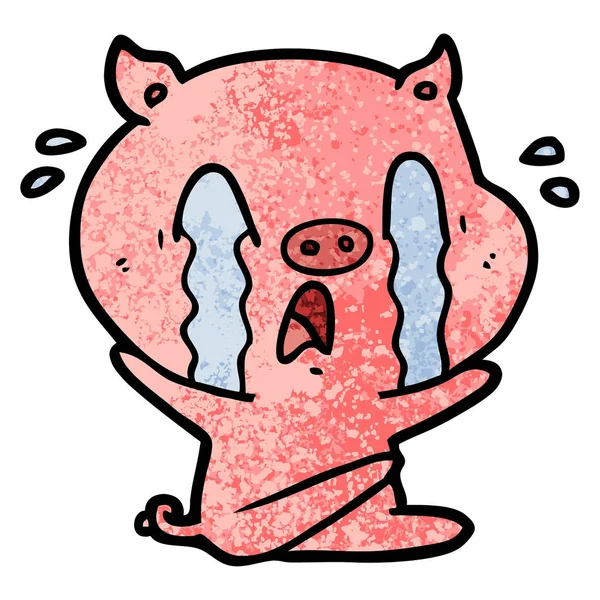 Ilustracja Wektorowa Płacz Kreskówka Świnia — Wektor stockowy