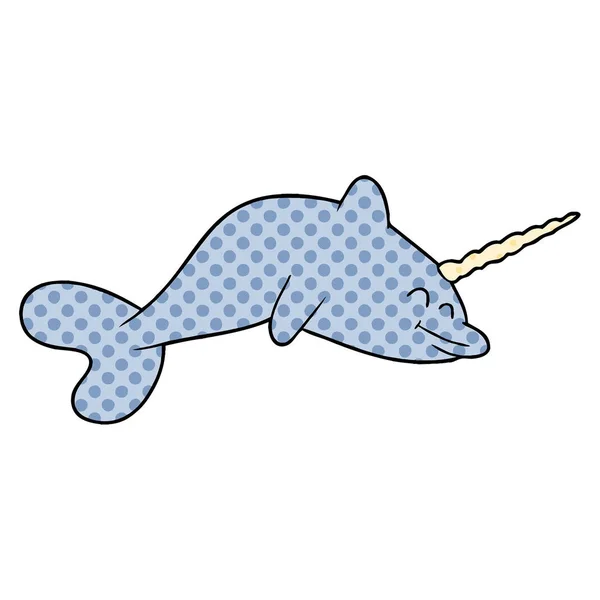 Vector Illustration Cartoon Narwhal — Stock Vector