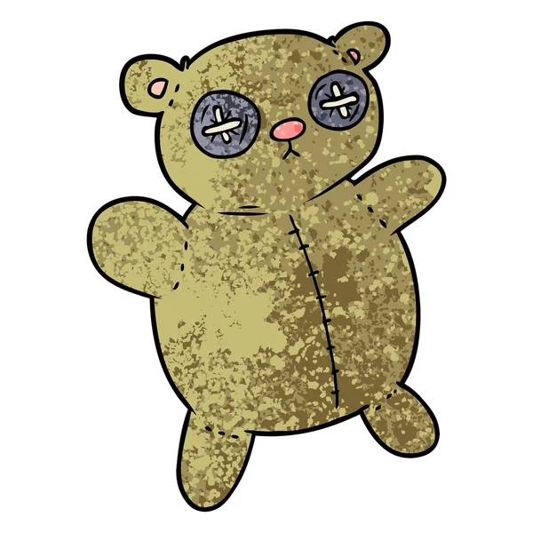 Старий Плюшевий Ведмідь Мультфільм — стоковий вектор