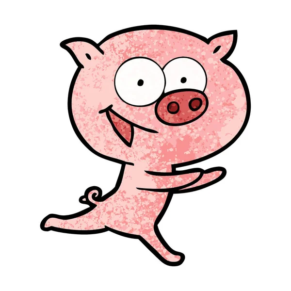 Vector Illustration Cheerful Pig Cartoon — Stock Vector