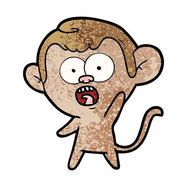 Vektorillustration Tecknad Chockad Monkey — Stock vektor