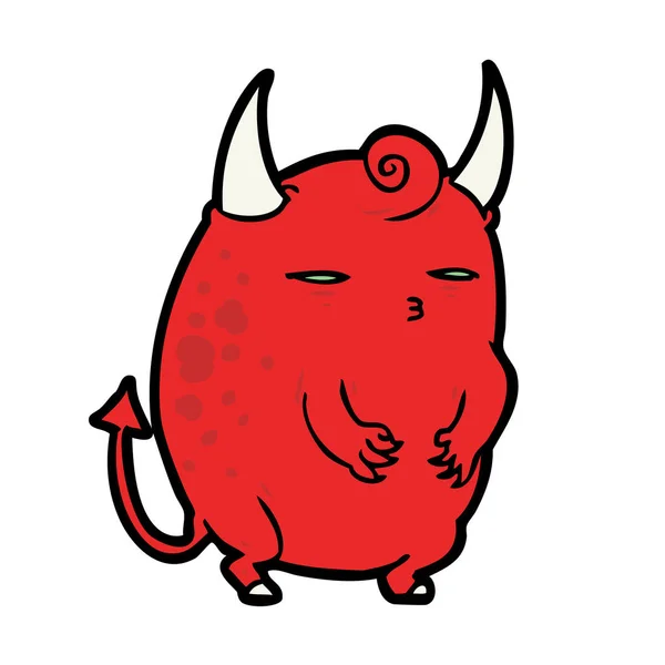 Desenho Animado Gordura Pouco Halloween Diabo —  Vetores de Stock