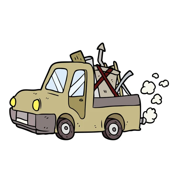 Vieux Camion Dessin Animé Plein Ferraille — Image vectorielle