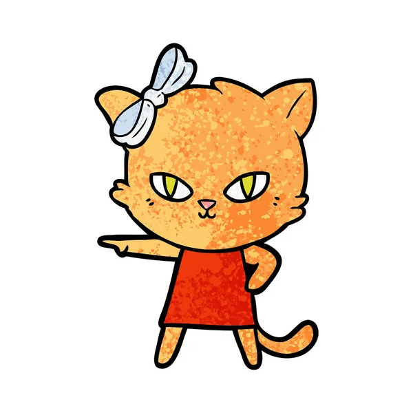 Roztomilý Kreslený Kočka Šaty — Stockový vektor