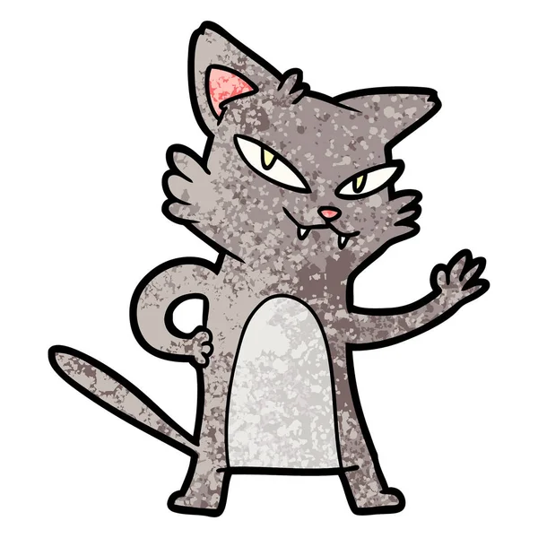 Feliz Gato Dibujos Animados Saludando — Vector de stock