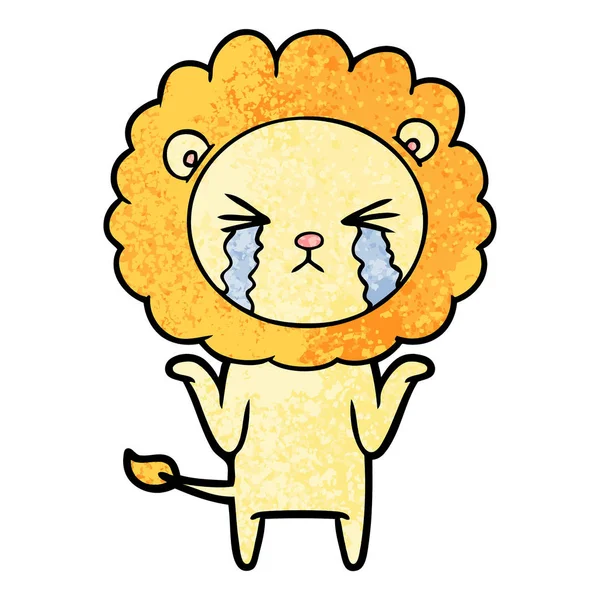 Vector Illustration Cartoon Crying Lion — Stock Vector