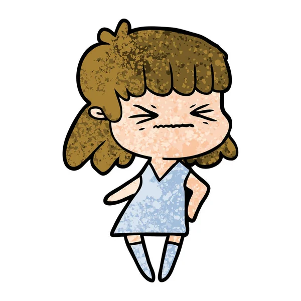 怒っている少女漫画のベクトル イラスト — ストックベクタ