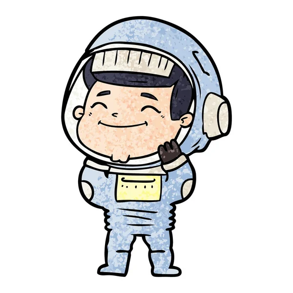 Εικονογράφηση Διάνυσμα Ευτυχισμένη Γελοιογραφία Αστροναύτη — Διανυσματικό Αρχείο