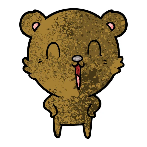 Feliz Rir Urso Dos Desenhos Animados — Vetor de Stock