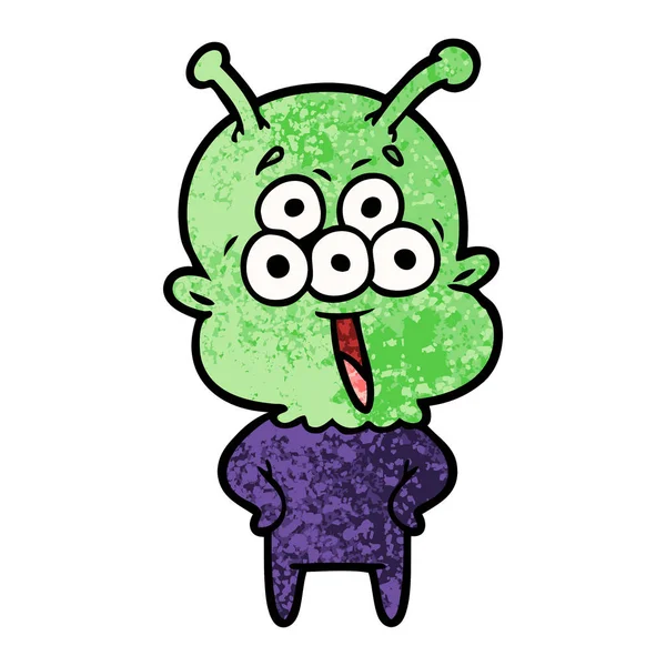 mutlu çizgi film uzaylı vektör çizim