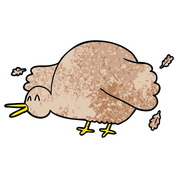 Cartoon Kiwi Bird Flaxande Vingar — Stock vektor