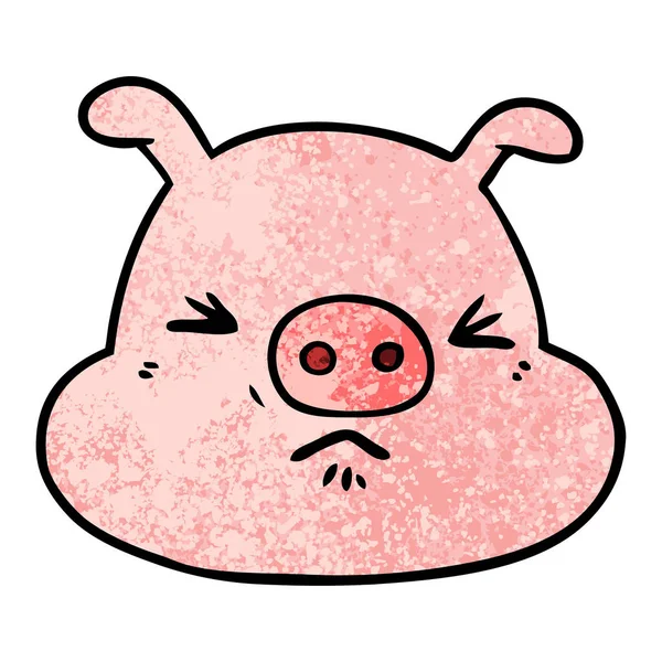 Dessin Animé Visage Porc Colère — Image vectorielle