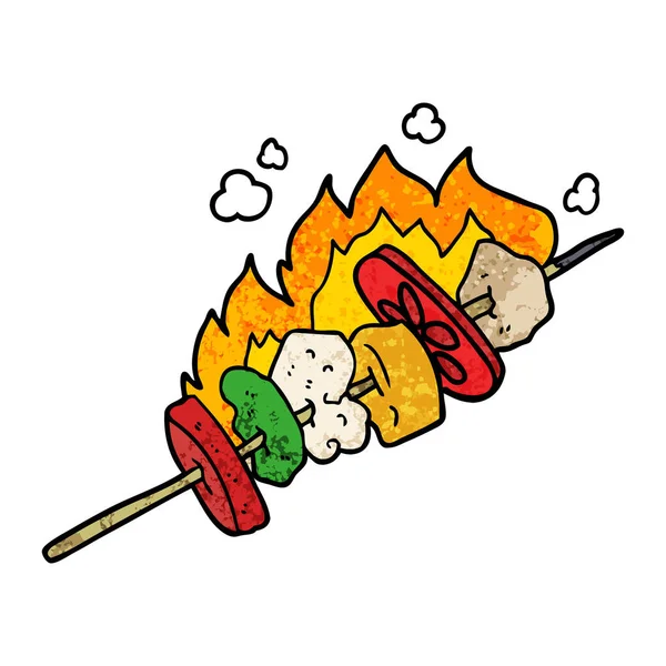 Illustrazione Vettoriale Dei Bastoncini Kebab Dei Cartoni Animati — Vettoriale Stock