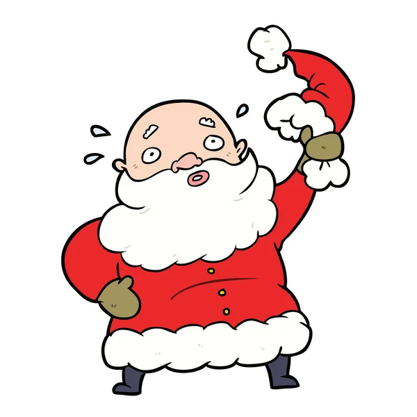 Desene Animate Santa Claus Fluturând Pălăria Lui — Vector de stoc