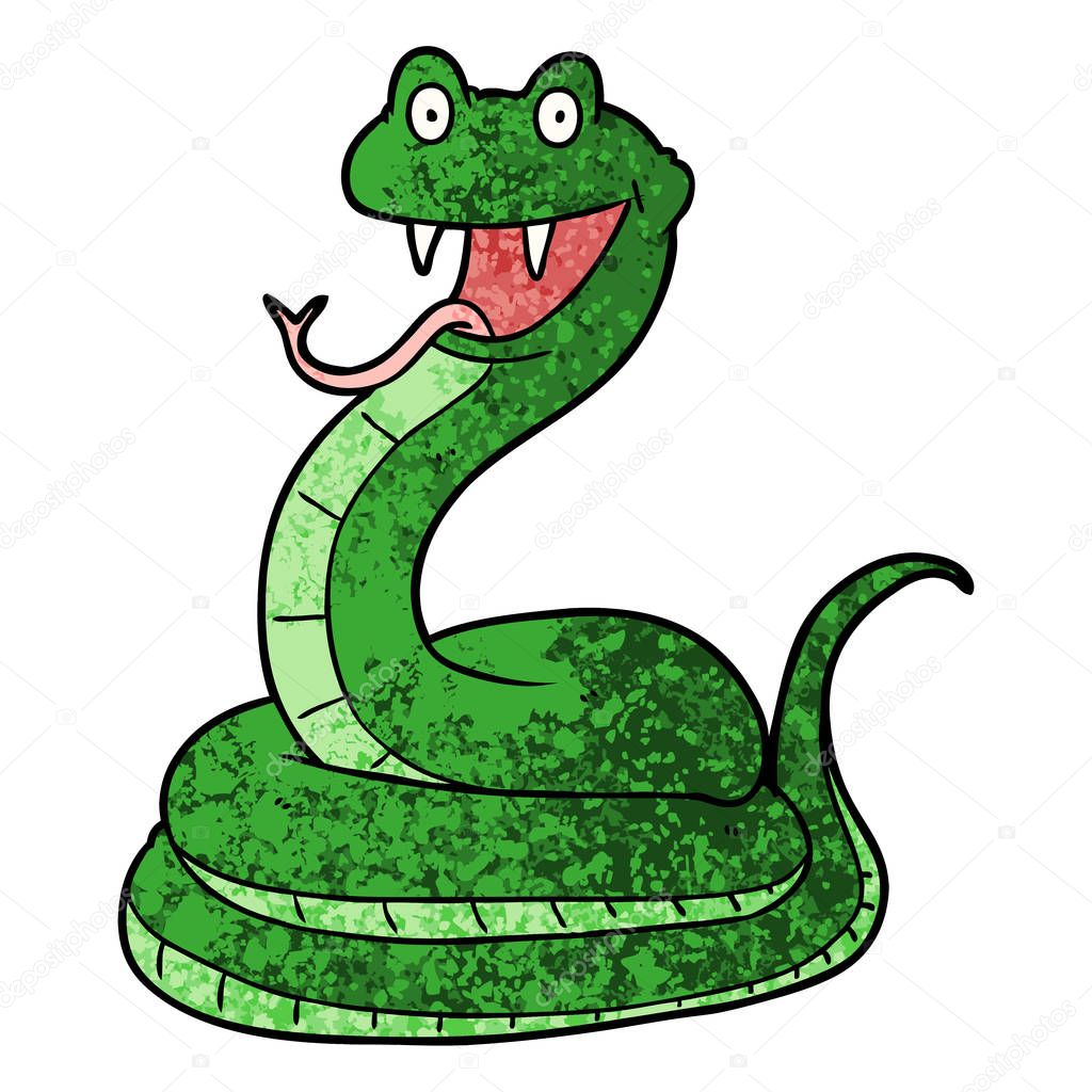 vector illustration design of green cartoon snake isolated on white background