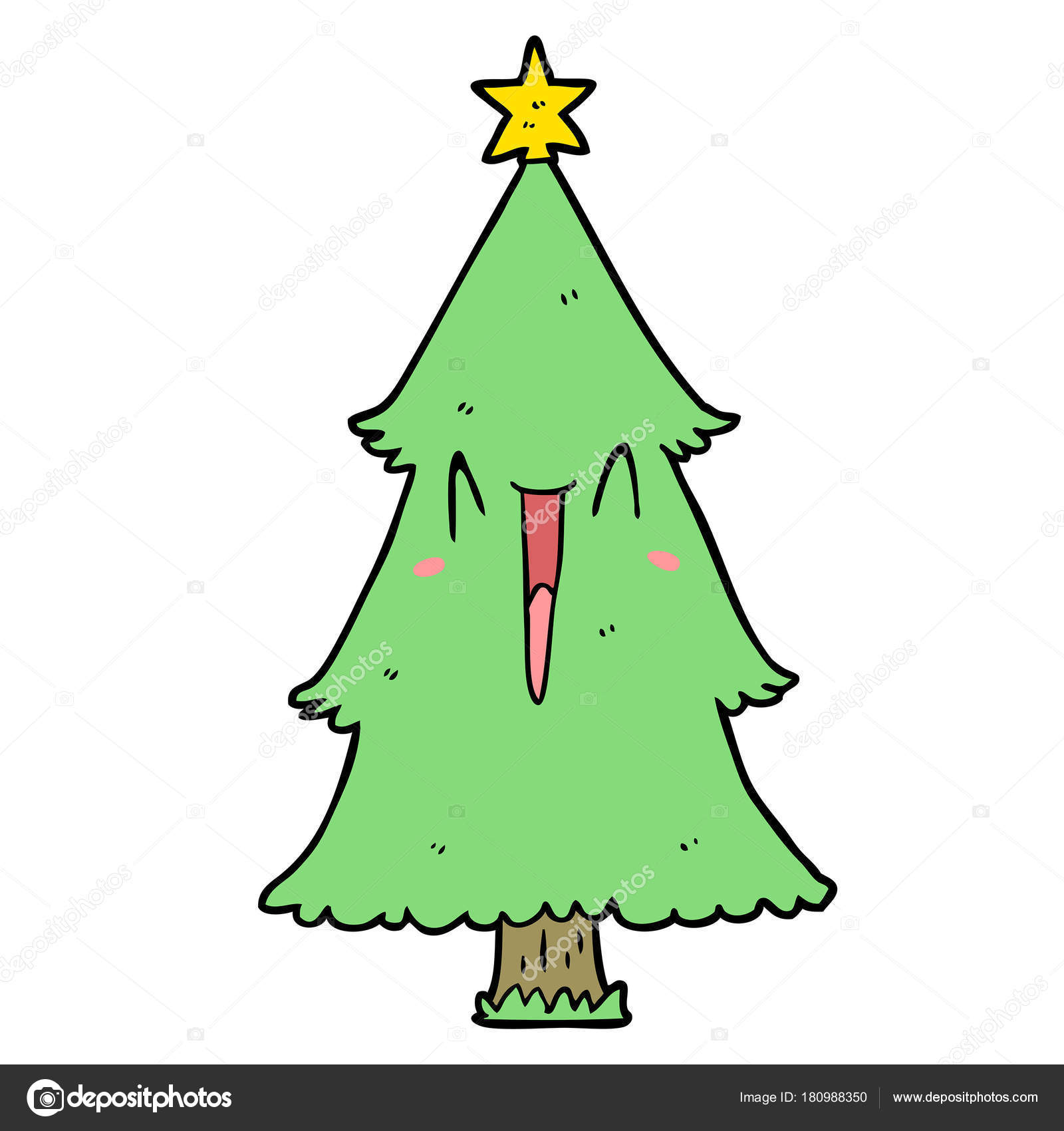 Vektorillustration Des Cartoon Weihnachtsbaums — Stockvektor