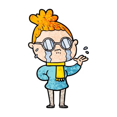 çizgi film ağlayan kadın gözlük takıyor