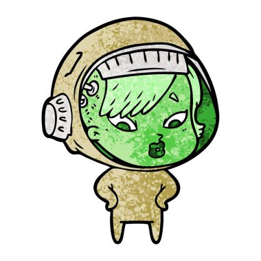 vektör çizim karikatür astronot kadın