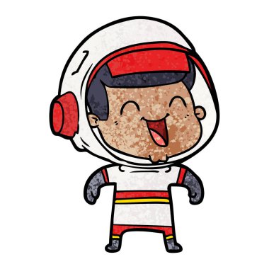 mutlu karikatür astronot vektör çizim