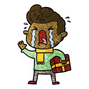 adam ağlıyor çizgi film vektör çizim