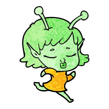 vektör çizim karikatür uzaylı kız