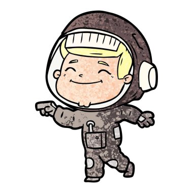 mutlu karikatür astronot vektör çizim