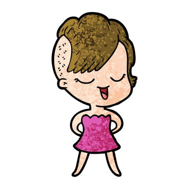 mutlu çizgi film kız vektör çizim