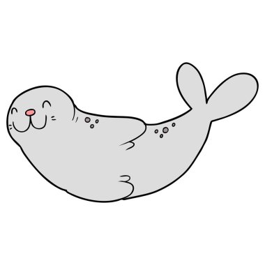 sevimli çizgi mühür vektör çizim