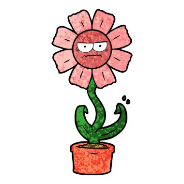 Çizgi film çiçeğinin vektör illüstrasyonu