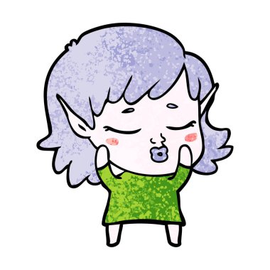 vektör çizim karikatür elf kızı