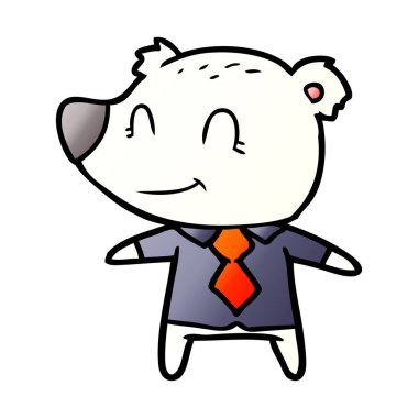 Kutup ayısı gömlek ve kravat karikatür