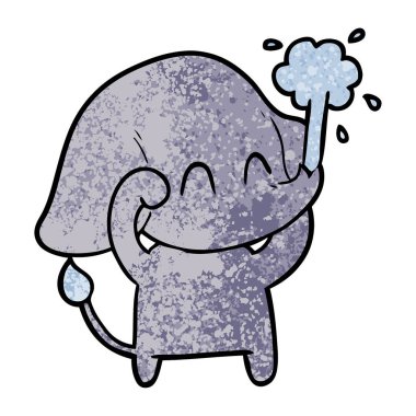 sevimli çizgi fil spouting su