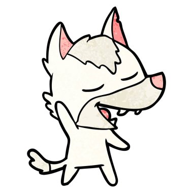 vektör çizim karikatür kurt gülen