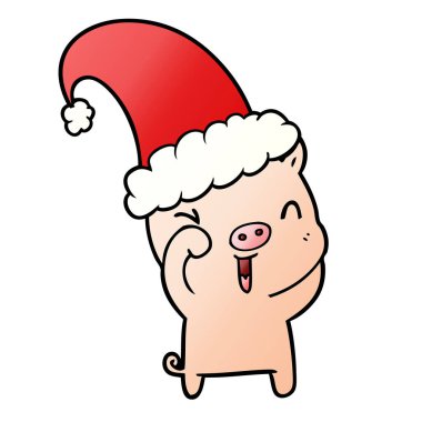 mutlu karikatür Noel domuz