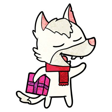 Noel hediyesi gülüyor ile çizgi film kurt