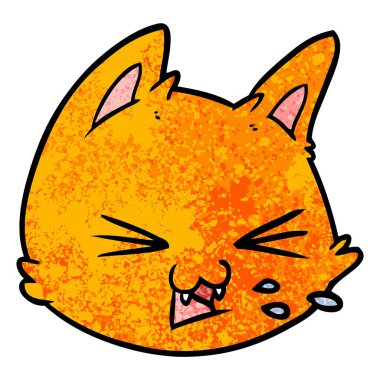 Karikatür kedi yüz tükürme