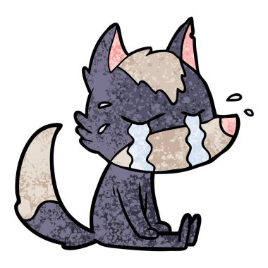 vektör çizim karikatür ağlayan kurt