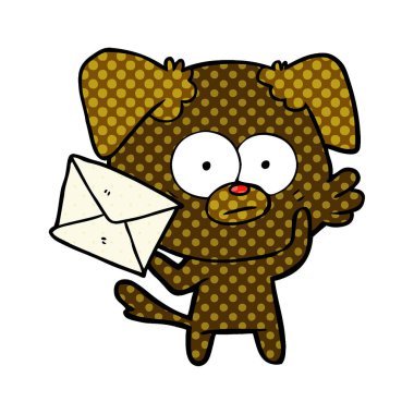 mektup ile gergin köpek karikatür